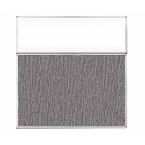 Hush Panel Configurable Cubicle Partition 6' x 6' W/ Window Slate Fabric Clear Window